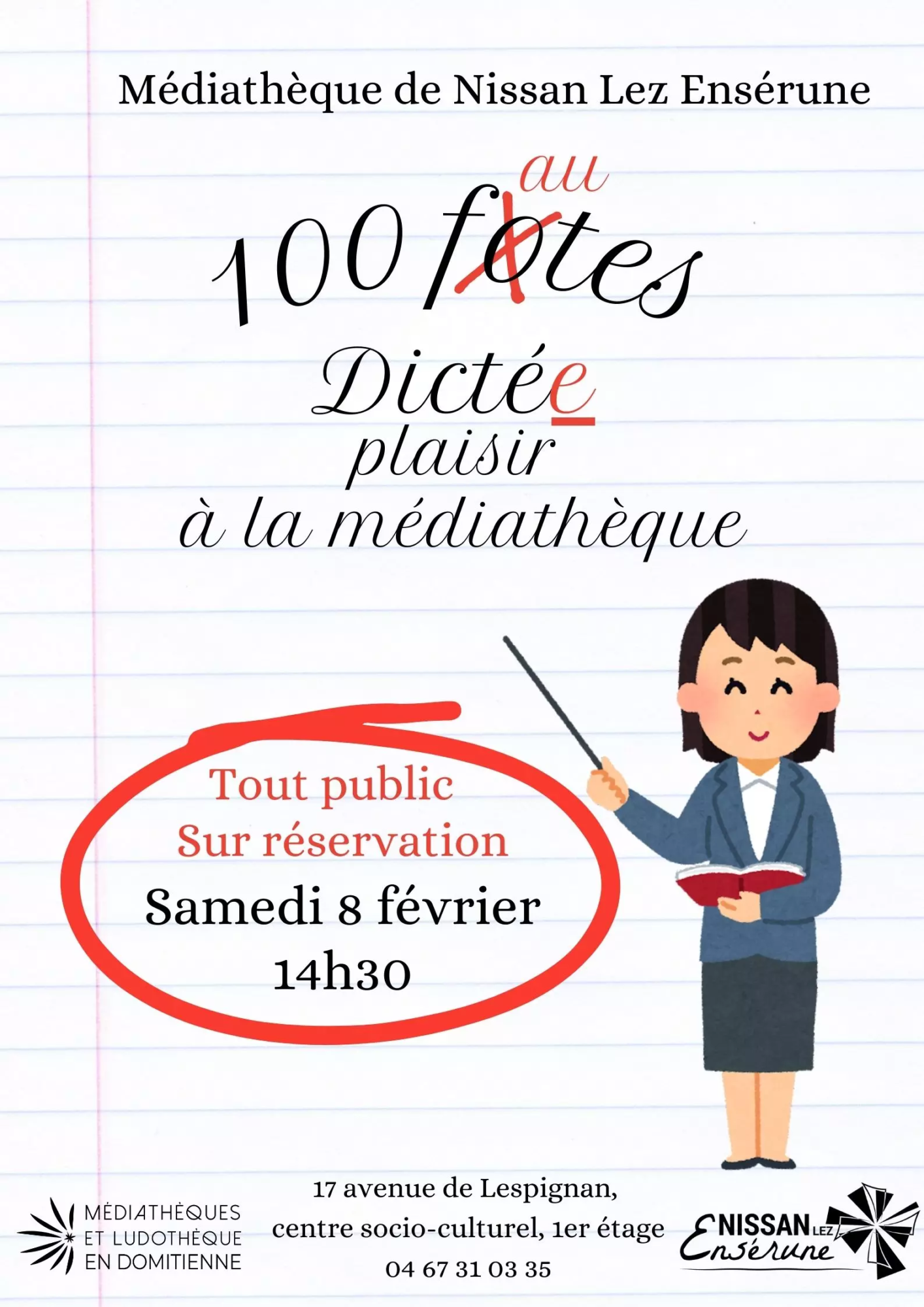 100 fautes? Dictée plaisir à la médiathèque