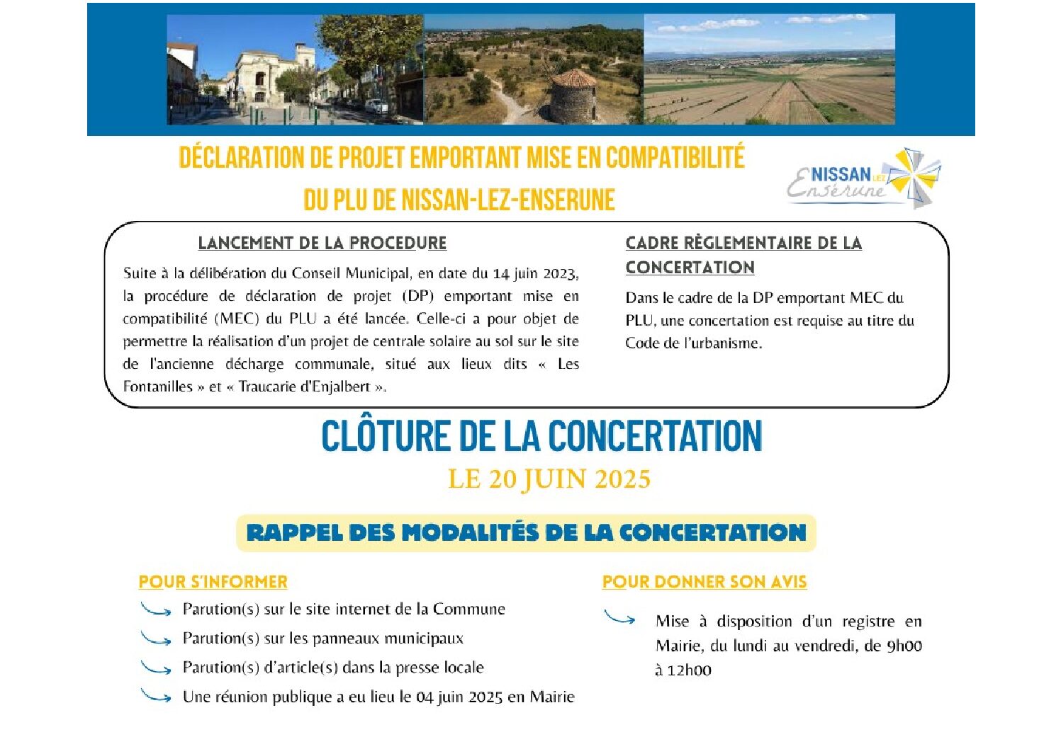 CLÔTURE DE LA CONCERTATION – PROJET DE CENTRALE SOLAIRE