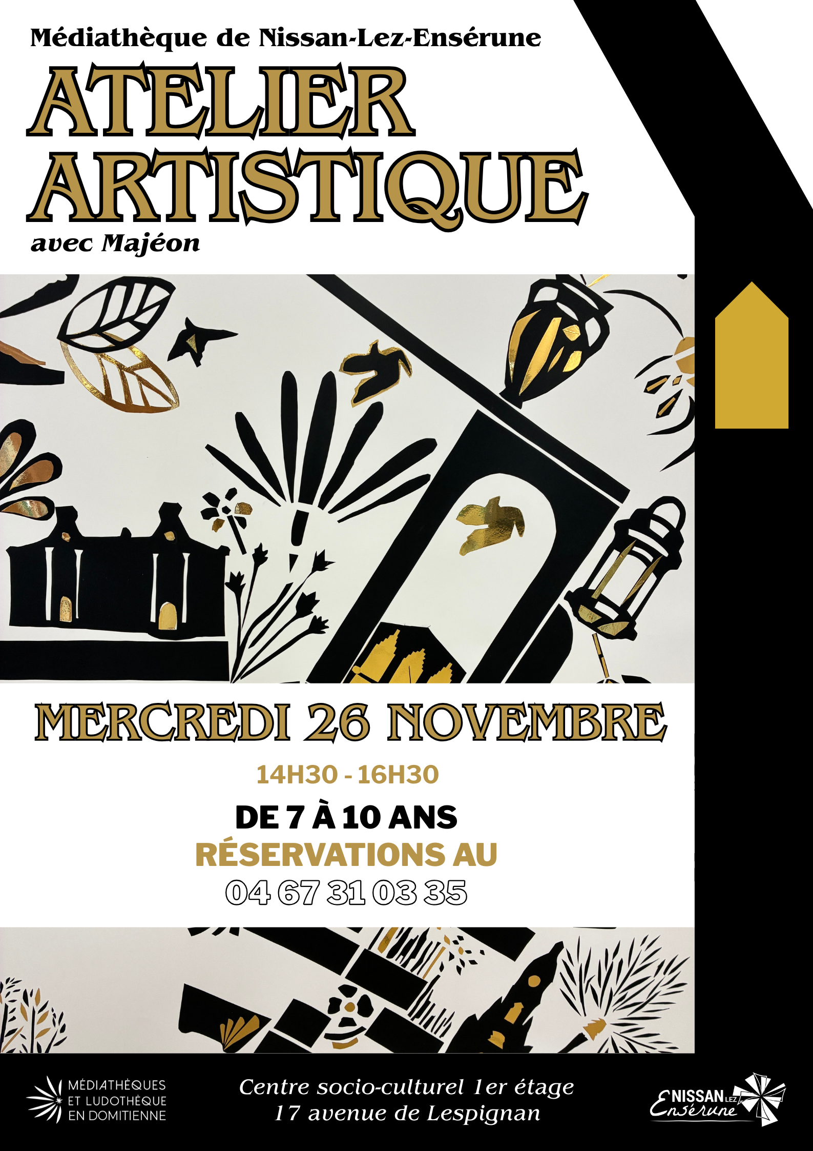 Atelier de pratique artistique avec l’artiste Majéon: Tracer, découper, révéler