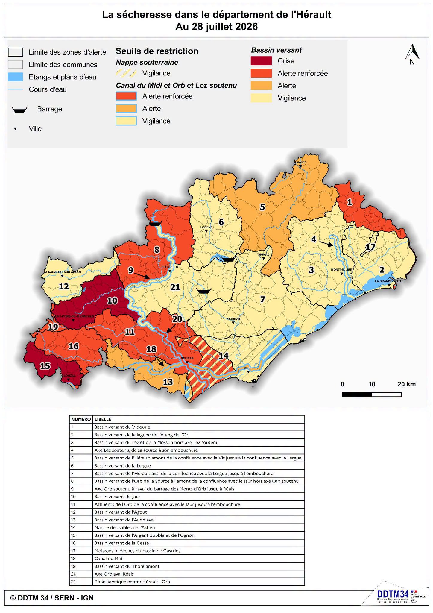 Restriction des usages de l'eau — zone 13